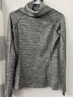 Under Armour ColdGear Mock Neck Thermal Top - Heather Grey - Small - Thumbholes